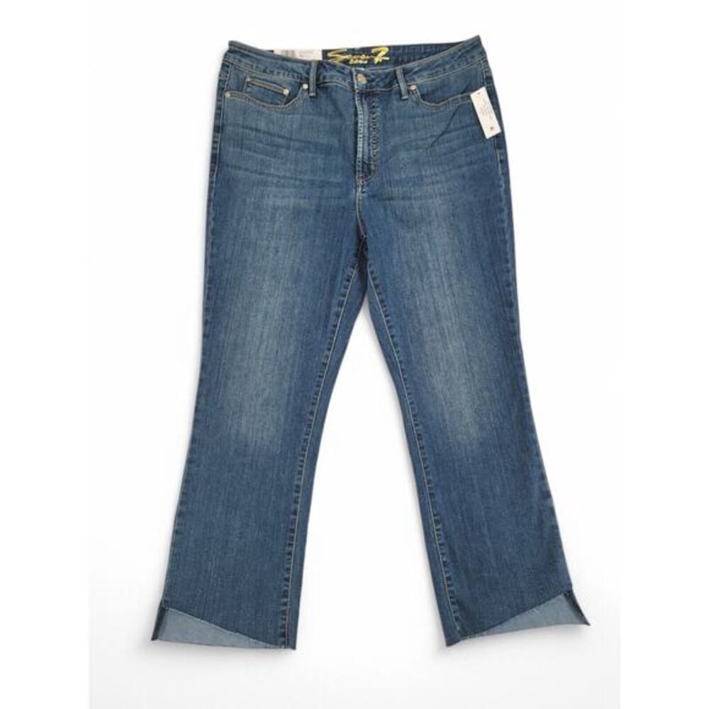 Seven7 Fashion Jean High Rise Slim Through Hip Thigh‎ Jeans 14 NWT Raw Hem